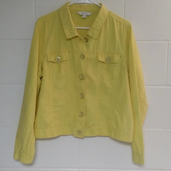 RELATIVITY,   NATURAL LINEN, COTTON BLEND, JEAN JACKET - Picture 1 of 5